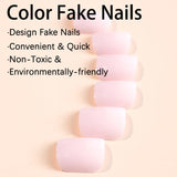 Xpoko 24pcs Sweet Pink Press on Toe Nail Ins Simple Pure Color Fake Toenails Wearable Full Cover Square Fake Toe Nail Patch Wearable