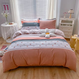 Xpoko 100% Cotton Green Plaid Bedding Set,Nordic Bed Cover 90,Skin Friendly, Duvetcover&2pcs Pillowcase,No Bed Sheet