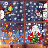 Xpoko Christmas Santa Claus Wall Sticker Cartoon Snowman Window Glass Static Stickers Merry Christmas Party Decor Happy New Year 2025