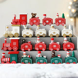 Xpoko Wooden Train Christmas Ornaments Santa Cake Decoration Merry Christmas Navidad New Year Party Table Decoration Kids Gifts Toys