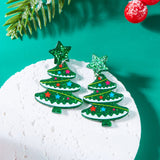 Xpoko Christmas Gifts Classic Green Christmas Tree Acrylic Printed Earrings for Women Cartoon Pattern Red Star Gloves Drop Earring Xmas Jewelry Gifts