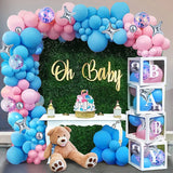 Xpoko 105Pcs Gender Reveal Balloons Arch Kit Baby Shower Decor Pink Blue Balloons Garland Decor Boy Girl 1st Birthday Party Decoration