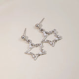 Xpoko Korean Fashion Pearl Crystal Star Drop Earrings for Women Geometric Pendants Jewelry Gift