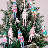 Xpoko 8pcs Christmas Wooden Nutcracker Hanging Pendant Xmas Tree DIY Drop Ornaments Merry Christmas Home Decor Happy New Year 2025