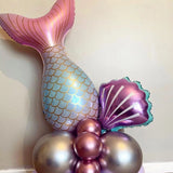 1set Mermaid Tail Party Balloons Number Foil Balloon 1st 2nd 3rd Girls Birthday Decor Balon Wedding Mermaid Shell Helium Globos