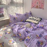 Xpoko Korean Style Cartoon Sheep Bedding Set Girls Kids Twin Full Queen Size Bed Flat Sheet Duvet Cover Pillowcases Bed Linen Kawaii