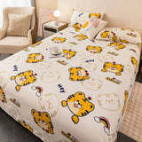 Xpoko Cartoon Tiger Flat Sheet Kids Boys Kawaii Bed Sheet Set Animal Print Tiger Bedding Sheet Polyester Breathable Soft Bedroom Decor