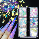 Xpoko Irregular Glitter Nail Sequins Mermaid Stained Glass Flake Manicure Accessories Gel Art Supplies For Professional Nail Stylist