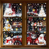 Xpoko Christmas Wall Stickers Snowman Elk Santa Claus Xmas Tree Window Glass Static Stickers Merry Christmas Decor Happy New Year 2025