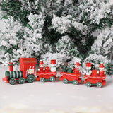 Xpoko Wooden Train Christmas Ornaments Santa Cake Decoration Merry Christmas Navidad New Year Party Table Decoration Kids Gifts Toys