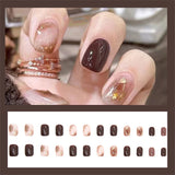 Xpoko 24pcs Cute Fruit False Nail Short Persimmon Orange Printed Press on Nail Manicure Patch Full Cover Detachable Acrylic Nail Tips