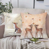 Xpoko Christmas Christmas Cushion Cover Peach Skin Pillowcase Elk Throw Pillow 2024 Xmas Gifts Sofa Decorative Cushions Christmas Pillow Covers