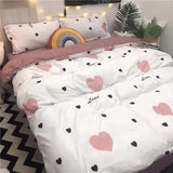 Xpoko Ins Princess Pink Heart Duvet Cover Set Pillowcase Bed Sheet Kids Girls Bedding Set Queen Twin Cute Kawaii Quilt Cover No Filler