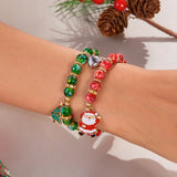 Xpoko Christmas Gifts New Trend Christmas Couple Bracelets for Women Men Handmade Beaded Santa Claus Xmas Tree Bracelet Lovers Friendship Jewelry Gift