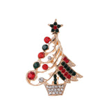 Xpoko Christmas Gifts Luxury Rhinestone Christmas Tree Brooches for Women Exquisite Crystal Penguin Elk Snowman Brooch Pins Corsage Christmas Jewelry