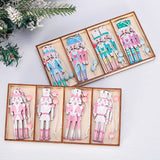 Xpoko 8pcs Christmas Wooden Nutcracker Hanging Pendant Xmas Tree DIY Drop Ornaments Merry Christmas Home Decor Happy New Year 2025