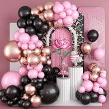 100Pcs Baby Pink and Black Balloons Garland Arch Kit Wedding Girl Women Birthday Princess Party Decoration Rose Gold Balloon Set