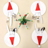 Xpoko Merry Christmas 2023 Christmas Tableware Bag Holder Christmas Hat Fork Knife Cutlery Bag Christmas Decorations for Home