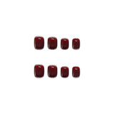 Xpoko 2024 New Square Shape Full Cover Fake Nails Wine Red Glitter Designs Press On Nails