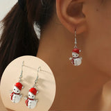 Xpoko Christmas Gifts Cute Christmas Snowman Earrings for Women Elegant Snowflake Christmas Tree Sock Bells Earrings New Year Party Jewelry Gift