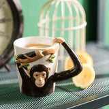 Xpoko Monkey Animal Shape Mug Mug Coffee Cup Children Cartoon Ceramic Mug Cute Pet Expression Mug Water Glass Milk Cup Mug Cool Cups