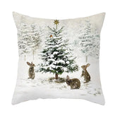 Xpoko Christmas Christmas Cushion Cover Peach Skin Pillowcase Elk Throw Pillow 2024 Xmas Gifts Sofa Decorative Cushions Christmas Pillow Covers