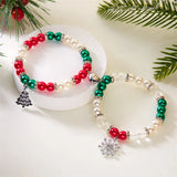 Xpoko Christmas Gifts New Trend Christmas Couple Bracelets for Women Men Handmade Beaded Santa Claus Xmas Tree Bracelet Lovers Friendship Jewelry Gift