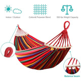 Xpoko 1-2 Person Cotton Rainbow Hanging Bed 264lbs Capacity Stripe Hammock Swing Portable 102x32 in for Outdoor Indoor with Carry Bag