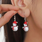 Xpoko Christmas Gifts Cute Christmas Snowman Earrings for Women Elegant Snowflake Christmas Tree Sock Bells Earrings New Year Party Jewelry Gift