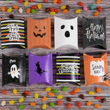 Xpoko 20/10pcs Halloween Pillow Candy Gift Box Pumpkin Cookie Sweet Packaging Bag Halloween Party Decor Supplies Kids Trick or Treat