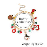 Xpoko Christmas Pendant Chunky Chain Bracelet for Women Cartoon Snowman Santa Claus Elk Boot Snowflake Charm Bracelet Festival Jewelry