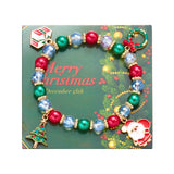 Xpoko Christmas Gifts Christmas Drip Oil Santa Claus Beaded Bracelets for Women Handmade Crystal Beads Christmas Tree Sock Charm Bracelet Jewelry Gift