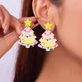 Xpoko Christmas Gifts Mixed Style Acrylic Christmas Earrings for Women Pattern Christmas Tree Black Cat Santa Claus Drop Earrings Girls Party Jewelry