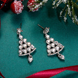 Xpoko Christmas Gifts Luxury Colorful Rhinestone Christmas Tree Dangle Earrings for Women Exquisite Zircon Star New Year Earrings Girls Party Jewelry