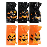 Xpoko 50Pcs 12x27cm Halloween Plastic Candy Cookies Bag Snack Gift Wrap Bag Pumpkin Ghost Happy Halloween Party Decorations Kids Gifts