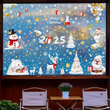 Xpoko Christmas Wall Stickers Snowman Elk Santa Claus Xmas Tree Window Glass Static Stickers Merry Christmas Decor Happy New Year 2025