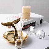 Xpoko Nordic ins ceramic gold-plated whale tail jewelry storage tray ornaments desktop finishing storage tray home decoration crafts