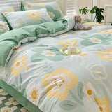 Xpoko Ins Retro Flower Bedding Set Flat Bed Sheet Pillowcase Twin Full Queen Size Bed Linen Women Girls Caramel Floral Duvet Cover Set