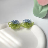 Xpoko Pearl Crystal Fringed Flower Earrings Elegant Personality Studs Ms Jewelry from South Korea