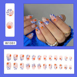 Xpoko 24pcs Cute Fruit False Nail Short Persimmon Orange Printed Press on Nail Manicure Patch Full Cover Detachable Acrylic Nail Tips