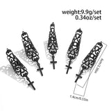 Xpoko Ingemark 5Pcs/Set Creative Adjustable Open Nail Rings for Women Gothic Cross Jesus Pendant Finger Ring Halloween Jewelry Gift