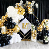 Xpoko 129Pcs Black Gold Balloons Garland Arch Kit Metal Chrome Gold Balloons Wedding Decor Birthday Party Graduation Decoration Globos