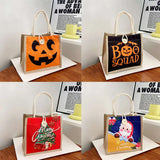 Xpoko Christmas Shoulder Bag Linen Febric Tote Bag Lady Shoulder Foldable Shopping Bag Reusable Beach Bags Halloween Christmas Decor