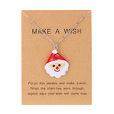 Xpoko Christmas Gifts New Cute Trendy Christmas Necklace for Women Girl Resin Cartoon Santa Claus Snowman Crutch Choker Necklace New Year Jewelry Gift