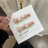 Xpoko 10pcs Short Square false nails with glue Handmade Wearable Hand-painted Graffiti fake Nails cute kawaii designs press on nails