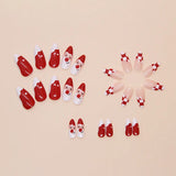 Xpoko 24pcs Cute Santa Claus False Nails Christmas Eve Wearable Fake Nail Tips Red Grid French Press on Nails 2025 New Year Gifts