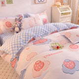 Xpoko Ins Princess Pink Heart Duvet Cover Set Pillowcase Bed Sheet Kids Girls Bedding Set Queen Twin Cute Kawaii Quilt Cover No Filler