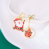 Xpoko Christmas Gifts New Trend Asymmetric Christmas Earrings for Women Cute Bear Santa Claus Christmas Tree Snowman Drop Earrings Girls Party Jewelry