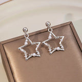 Xpoko Korean Fashion Pearl Crystal Star Drop Earrings for Women Geometric Pendants Jewelry Gift