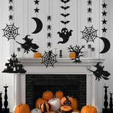 Xpoko 6pcs Halloween Hanging Banner Garland Scary Spider Witch Ghost Bat Pendant Ornament Happy Halloween Party Decorations for Home